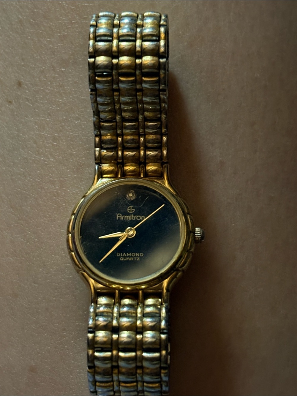 Armitron Gold and Black Women's Diamond Accent Watch